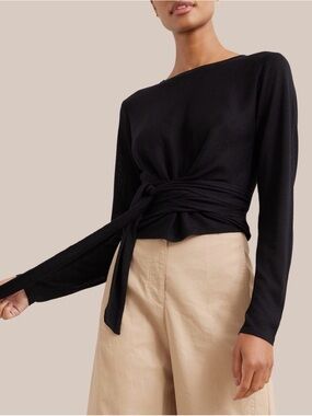 NWOT Modern Citizen Stevie Long Sleeve Wrap Sweater Top, Black - Size Medium